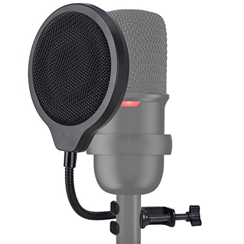SoloCast Microphone Pop Filter Mask Shield For HyperX SoloCast Mic, 4 Inch 3 Layers Windscreen with Flexible 360°Gooseneck Clip by SUNMON - color: HyperX SoloCast Mic Pop Filter