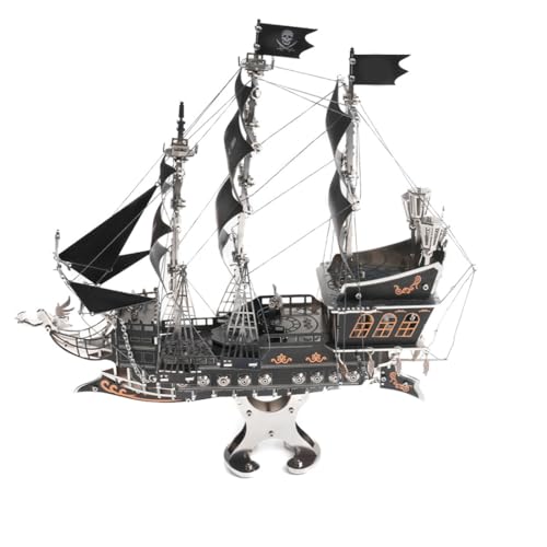 Black Pirate Ship 3D Metal Puzzle for Adults, 300+PCS 3D Metal Ship Model Building Kit, 3D Ship Puzzle Kit Steampunk Ship Jigsaw Assembly Model, DIY Craft Kit Gift