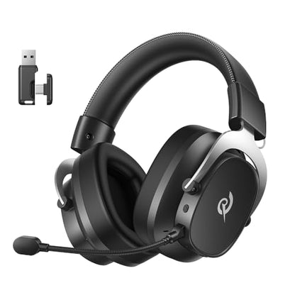 QCY Heroad VT200 Gaming Headset for PC: 53mm Neodymium Drivers - Detachable Noise Canceling Microphone - 2.4G/Bluetooth 6.0/Wired - Compatible for PS4/PS5, Switch, Xbox - 7.1 Surround Sound - color: Sliver