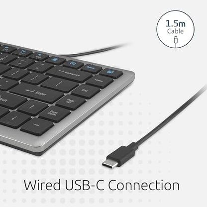 Kensington KB415 USB-C Wired Compact Keyboard, Quiet Scissor-Switch Keys, Programmable, Copilot Hotkey, Compatible with Windows, Black (K75411NA) - size: Compact Size, style: Wired