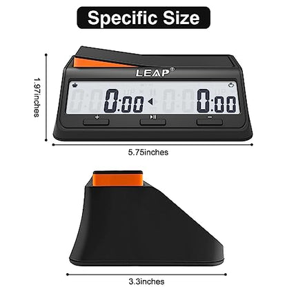 Chess Clock Digital Chess Timer Advanced for Board Game and Chess Timer with Bonus & Delay Count Down up Alarm Black/Orange - color: Black/Orange