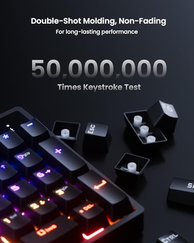 RGB Mechanical Gaming Keyboard Blue Switch, 104 Keys Full-Size Light Up Key-board with 11 Backlit Modes, Anti-Ghosting, Double-Shot ABS Keycaps, USB Wired Computer Key board for Windows PC Gamer