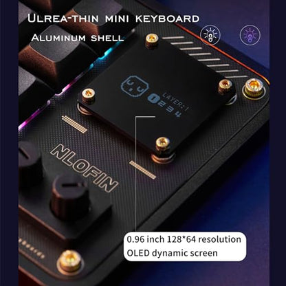 Double Knob Custom Macro Pad Programmable Designer Mini Keyboard 16 Keys with Screen (Silver,KB16) - color: Silver, size: 16-Key