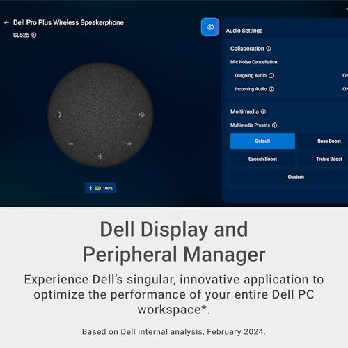 Dell Pro Plus Speaker, SL525, USB‑C & Bluetooth 5.3, AI Noise Cancellation | Full Duplex Audio, Digital Signal Processing, Echo Cancellation, Microsoft Teams Controls - style: SL525
