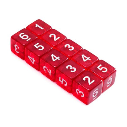 10 Pieces Polyhedral Dice Set D6 Dice 16mm Acrylic 6 Sided Dice Game Dice for Dungeons and Dragons RPG MTG DND Dice Table Games (Transparent Red) - color: Transparent Red