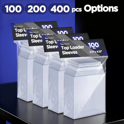 Top Loader Sleeves, Bulk 100/200 / 400 PCS Penny Sleeves for Top Loaders, Resealable Team Bags for 35-75PT Rigid Trading Card Protection, Durable Transparent Top Loader Protectors - color: 100 Packs