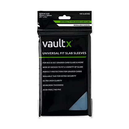 Vault X Universal Fit Slab Sleeves (100 Pack) for BGS SGC ACE | Fits BGS, SGC & ACE graded slabs & cases. Crystal-clear, acid-free protective sleeves. 100-pack for graded card collectors. - size: Universal Fit 100 pack