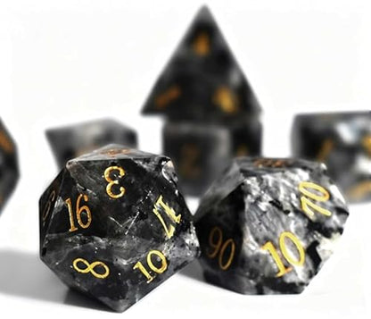 Natural Gemstone DND Dice Set,7 Pcs Labradorite Handmade Polyhedral D&D Dice with Gift Box for Dungeons and Dragons MTG Role Playing Games (Labradorite) - color: Os90
