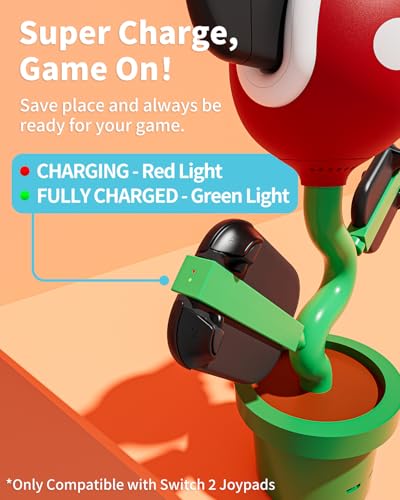 Switch 2 Dock with Cooling Fan for Nintendo Switch 2/1/OLED, Docking Station for TV Supports 4K 60Hz HD, Charges Switch 2 Joypads, USB-C PD Fast Charging, Piranha Dock Gen 2 Plantdock Cute Gaming Gift - color: Red