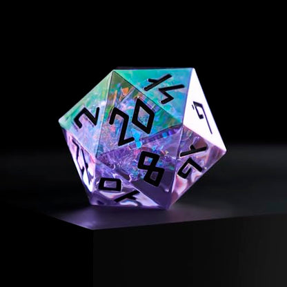 Iridescent DND Dice Set with Glowing LED Display Box – Sharp Edge Polyhedral Dice with Mesmerizing Finish | Bonus Stickers Included | Dungeons and Dragons (TTRPG) Dice Set - color: (Non-liquid Core) Iridescent - Umbral Gleam