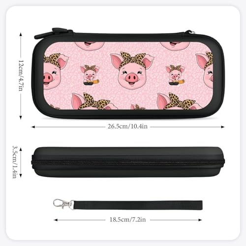 Hard Shell Carrying Case with 15 Game Card Slots, Protective Bag Compatible with Nintendo Switch, Cute Pig Leopard Print Pink - color: Design (326)