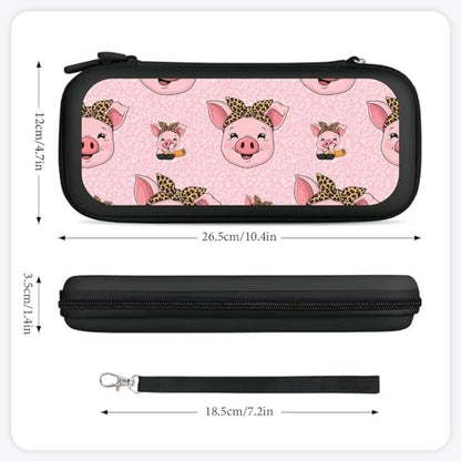 Hard Shell Carrying Case with 15 Game Card Slots, Protective Bag Compatible with Nintendo Switch, Cute Pig Leopard Print Pink - color: Design (326)