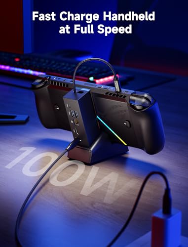JSAUX Docking Station for ROG Xbox Ally X (2025)/ROG Ally X/ROG Ally/Steam Deck/Legion Go/Legion Go S, 6-in-1 Dock with HDMI 4K@120Hz, Gigabit Ethernet, USB A & USB C 3.2 Gen 1, 100W Charging - HB0609 - color: Black