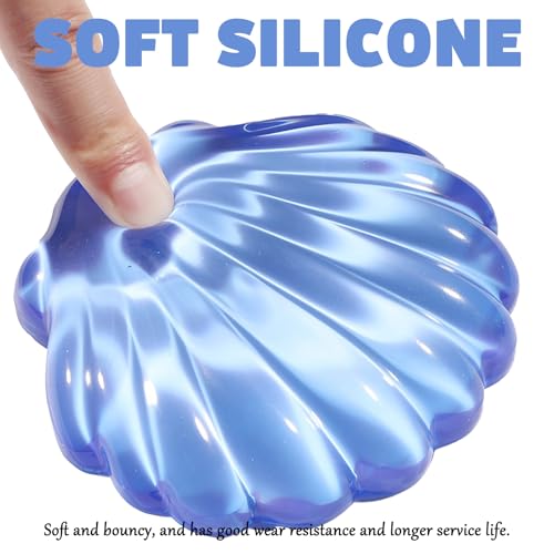 Gel Wrist Rest for Keyboard and Mouse Transparent Blue Shell Keyboard Wrist Rest Set Ergonomic Cute Clear Cool Ocean Beach Mouse Wrist Pad Silicone Non-Slip Support for Computer Gaming Home Office - color: Seashell Blue