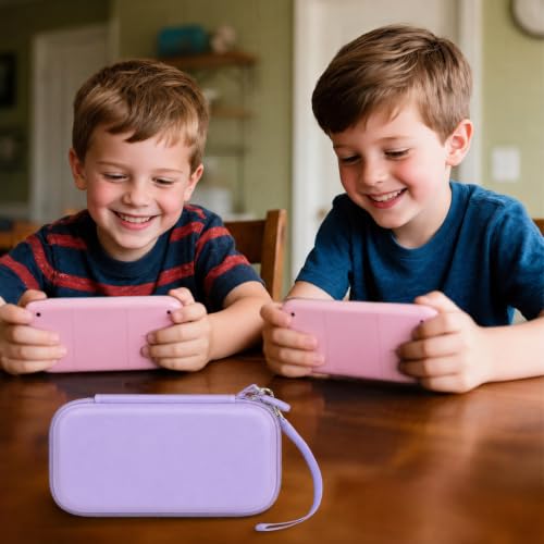 casmilee Handheld Game Console Case for WELLST·G/TaddToy/Beijue | Hard Shell, Padded Divider and Mesh Pocket, Carabiner Carry, for Kids and Adults, Case Only, Purple - color: Purple