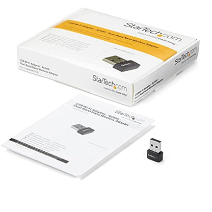 StarTech.com Wireless USB WiFi Adapter – Dual Band AC600 Wireless Dongle - 2.4GHz / 5GHz - 802.11ac Wi-Fi Laptop Adapter (USB433ACD1X1) | Dual Band AC600 Wireless Dongle, 802.11ac Wi-Fi Laptop Adapter - size: 433 Mbps AC (Nano), style: USB 2.0