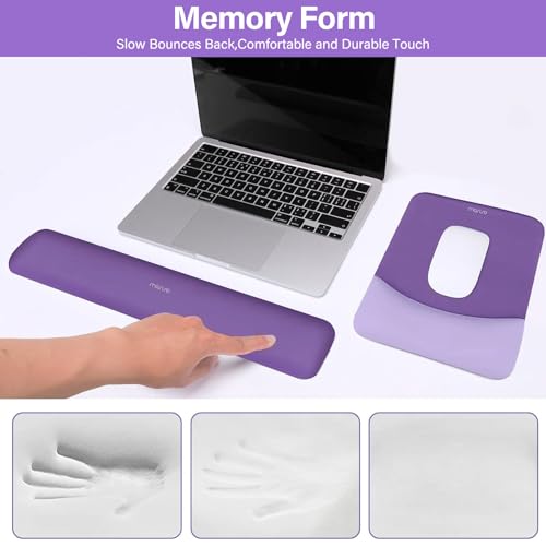 MOSISO Wrist Rest Support Mouse Pad & Keyboard Set, Imperial Purple | Rectangular Ergonomic Mousepad, Non-Slip Base, Home/Office Pain Relief & Easy Typing, Neoprene Cloth & Raised Silicone Lining - color: Imperial Purple