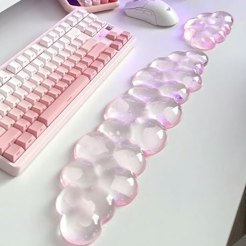 Mouse Pad with Wrist Rest, Soft Cloud Gel Keyboard Mouse Pad Set with Hand Wrist Support, Cute Non Slip Office Desk Accessories for Comfort/Pain Relief/Computer/Laptop (Pink Cloud) - color: Pink Cloud