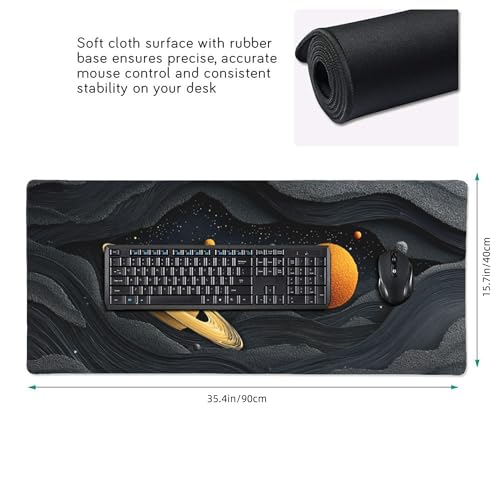 Galactic Space Planet Large Gaming Mouse Pad, Non-Slip Rubber Base, Desk Keyboard Mat, 35.4" x 15.7", Gift for Teens - color: Galactic Space Planet