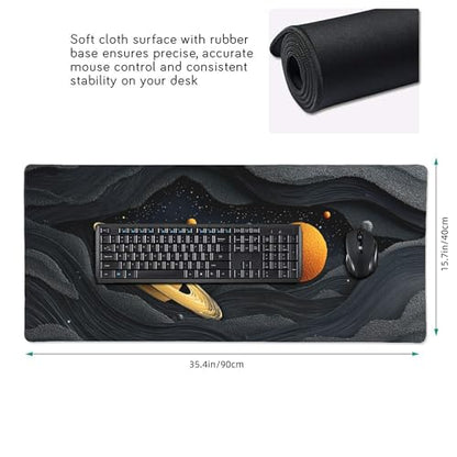 Galactic Space Planet Large Gaming Mouse Pad, Non-Slip Rubber Base, Desk Keyboard Mat, 35.4" x 15.7", Gift for Teens - color: Galactic Space Planet