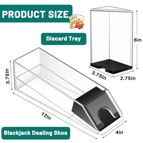 Honoson 8 Deck Blackjack Shoe and Discard Tray Acrylic, Clear | Card Dispenser for Poker Games, Dealing Shoe with Discard Holder for Casino Blackjack, Transparent Acrylic Material - color: Clear, style: 8 Deck