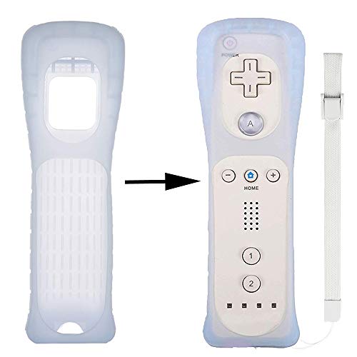 2X Wii Silicone Case Cover with Wrist Strap for Wii Remote Controller (White) - color: White