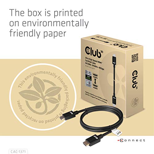 Club3D CAC-1371 Ultra High Speed HDMI 2.1 Certified 4K 120Hz 8K 60Hz M/M Cable 1m - 3.28ft - style: 1m/3.28ft