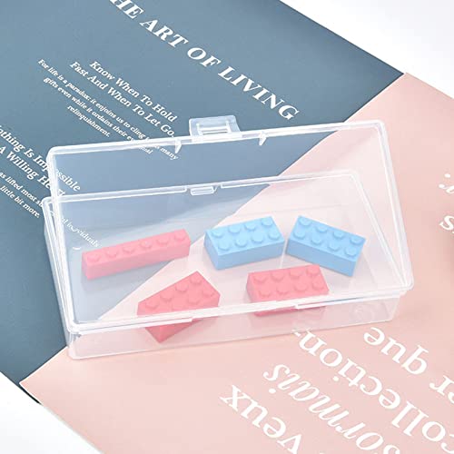 12 Pack Rectangular Clear Plastic Storage Containers | 5.7 x 2.95 x 1.18 inch, Hinged Lid, For Beads and Small Craft Items - size: 5.7 x 2.95 x 1.18 inch