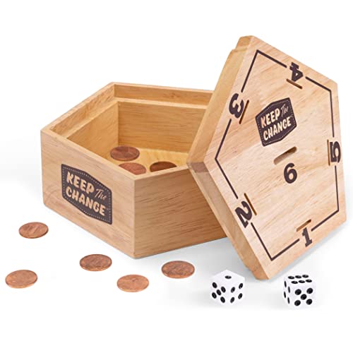 GoSports Keep The Change - Tabletop Coin Drop Dice Game, Includes 2 Dice and Game Rules