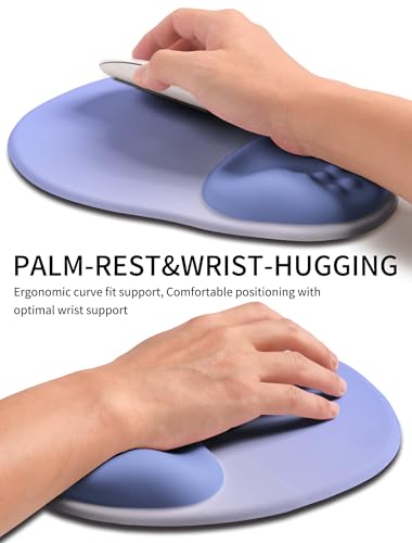 Palm-Rest and Wrist-Hugging Mouse Pad Wrist Rest, Ergonomic Wrist Support with Curve Fitting Cushioned Memory Foam for Carpal Tunnel Pain Relief, 9.9 x 8.3 Inch, Purple Ombre - color: Purple Ombre