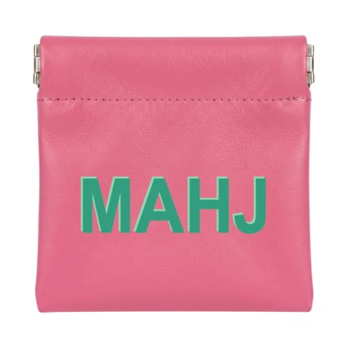 Mahjong Dice Bag Mini Tile Pouch,Solid,Pink | 3.8"x3.9" PU Leather Squeeze Closure, Compact Storage for Tiles Coins Travel, Ideal for Board Game Party Accessory - color: Pink