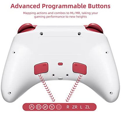 White Wireless Bluetooth Pro Controller for IOS/Android Phone, Switch/OLED/Lite, Steam Deck, PC, Multi Platform with RGB Light, Programmable Back Buttons, Headphone Jack, Anime Girl Touro - color: Red