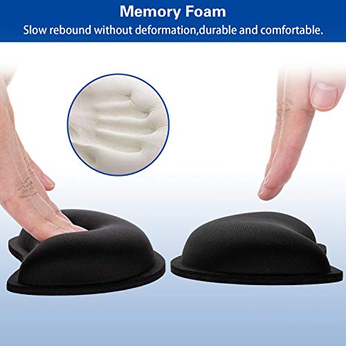 Mouse Wrist Rest, Canjoy 2 Pack Wrist Rest for Mouse Memory Foam Wrist Pad | Soft Fabric Mouse Wrist Rest Pad Support Cushion with Anti-Skid Rubber Base,Ergonomic Pain Relief Mouse Hand Rest (Black) - color: Black