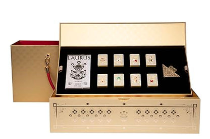 Premium Mahjong Set in Elegant Gift Box with Large Acrylic Tiles | Chinese Mahjong Game Set for Adults, Easy-to-Handle Tiles, Luxury Tabletop Set for Gifting, Family Gatherings & Collection - color: Gold