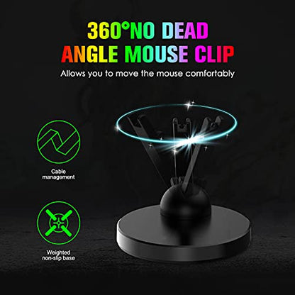 Ajazz Games Mouse Bungee Mouse Cord Clip Cord Management System Flexible 360 Degree Rotatable for Esports FPS Games(Black)