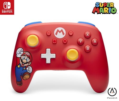 PowerA Wireless Controller for Nintendo Switch - Mario Joy, Switch Lite/Switch-OLED Model, Nintendo Switch 2, AA Battery Powered (Battery Included), Bluetooth, Motion Controls, Officially Licensed - style: Mario Joy