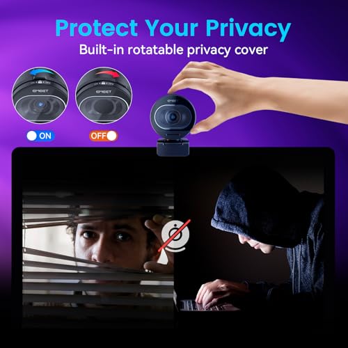 EMEET S600 4K Webcam for Streaming - Sony 1/2.55'' Sensor, PDAF Autofocus, 1080P@60FPS, 2 Noise Reduction Mics, Built-in Privacy Cover, 73° FOV, Streaming Camera for Live Commerce/Gaming/Beauty | 1080P@60FPS, 2 Noise Reduction Mics, Built-in Privacy Cover