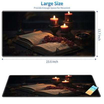 MTG Playmat, 24 x 14 inches, Card Game Play Mat with Stitched Edges, Non-Slip Base, Candlelight - color: Candlelight, size: Regular