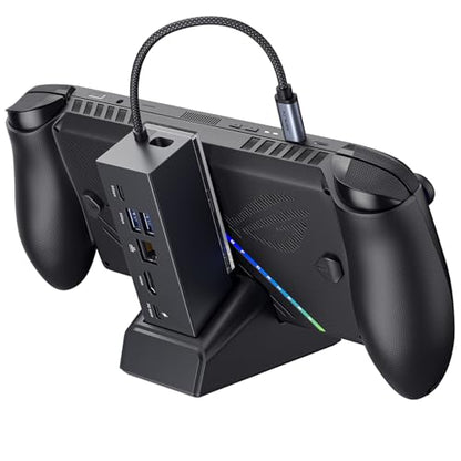 JSAUX Docking Station for ROG Xbox Ally X (2025)/ROG Ally X/ROG Ally/Steam Deck/Legion Go/Legion Go S, 6-in-1 Dock with HDMI 4K@120Hz, Gigabit Ethernet, USB A & USB C 3.2 Gen 1, 100W Charging - HB0609 - color: Black