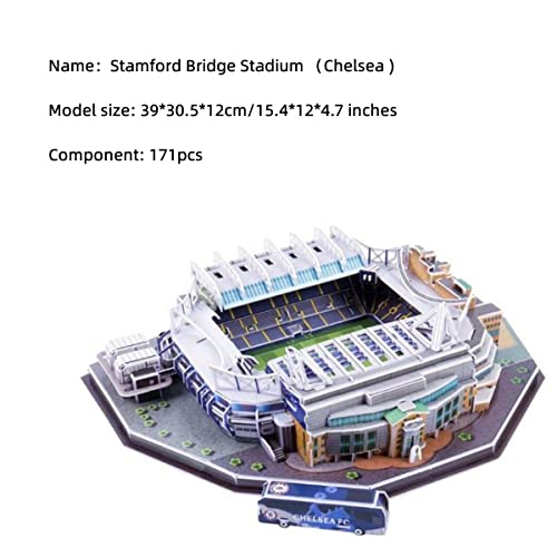 Classic Football Stadium Puzzle,3D Puzzle Soccer Club Venues,3D Paper Model Building Puzzle Kit, Soccer Stadium Souvenir Gift,Handmade Puzzle Ornaments，Cardboard Model (Stamford Bridge Stadium) - color: Stamford Bridge Stadium