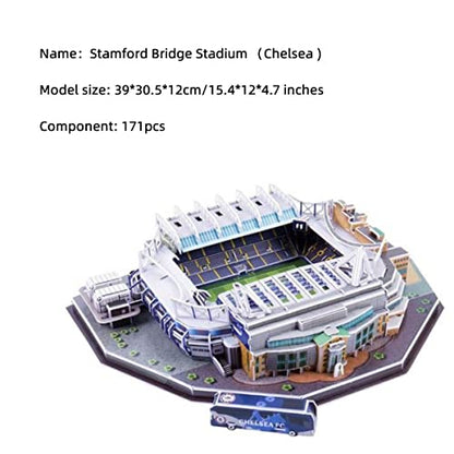 Classic Football Stadium Puzzle,3D Puzzle Soccer Club Venues,3D Paper Model Building Puzzle Kit, Soccer Stadium Souvenir Gift,Handmade Puzzle Ornaments，Cardboard Model (Stamford Bridge Stadium) - color: Stamford Bridge Stadium