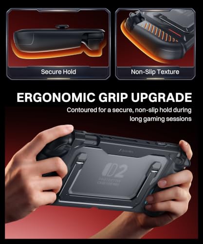 GolbinBox Hard Shell Case for Nintendo Switch 2 with Kickstand, Black | Magnetic split design, aluminum stand, military-grade protection, detachable Joy-Con covers, for travel and commuting - color: Black