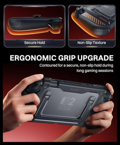 GolbinBox Hard Shell Case for Nintendo Switch 2 with Kickstand, Black | Magnetic split design, aluminum stand, military-grade protection, detachable Joy-Con covers, for travel and commuting - color: Black