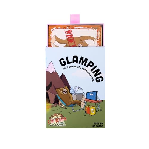 Camping with Sasquatch by Big Discoveries - A Family Card Game with a Roar! | Fun Rummy Meets Slapjack Card Games for Kids, Teens, Adults, and Families (Expansion: Glamping with Sasquatch) - style: Expansion: Glamping with Sasquatch