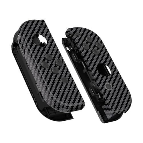 eXtremeRate DIY Replacement Shell Buttons for Nintendo Switch & Switch OLED, Graphite Carbon Fiber Soft Touch Housing with Full Set Button for Joycon Handheld Controller - Console Shell NOT Included - color: Graphite Carbon Fiber
