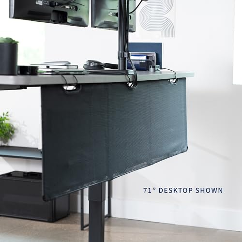 VIVO 60 inch Under Desk Privacy and Cable Management Organizer Sleeve, Wire Hider Kit Panel System, Black, DESK-SKIRT-60 - size: 60" Panel