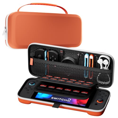 ProCase Carrying Case for Nintendo Switch 2 2025, Slim Travel Case -Orange | Hard Portable Storage Bag with 24 Game Card Slots, Protective Pouch for Switch 2 Console & Accessories, Slim Fit - color: Orange (Standard Size), size: for Nintendo Switch 2 (202