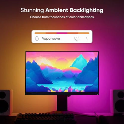 Nanoleaf PC Screen Mirror Lightstrip, 2.5M RGB IC Zigzag Backlights for 27-32 inch Monitor with Music Sync, Smart USB-C Trimmable Strip, 75 LEDs, Desktop App Control