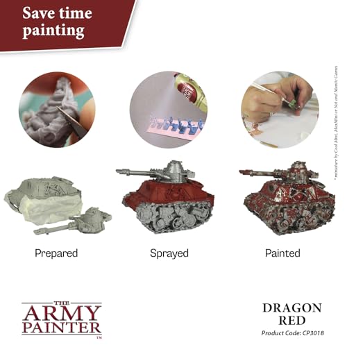 The Army Painter, Colour Primer Dragon Red, 400 ml spray acrilico | Primer spray base per miniature e modellismo, plastica Wargames, DnD e Warhammer - color: Dragon Red