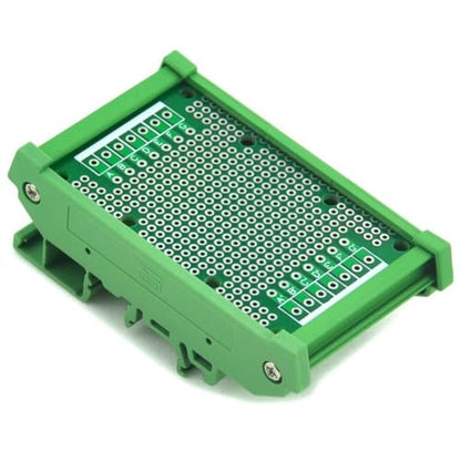 Electronics-Salon DIN Rail Mounting Carrier Housing with Prototype Board, PCB Size 47.4 x 72mm - size: PCB 47.4x72mm